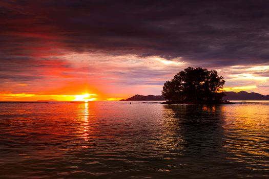 Beautiful sunset colors of Seychelles