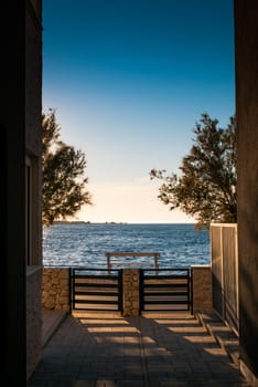 View from the yard to the sea and a beautiful sunset.