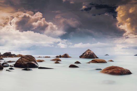 Beautiful view of Anze Lazio beach in Praslin, Seychelles