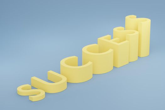 3d render of minimal pastel bar graph with success words. Scene of seo marketing design.