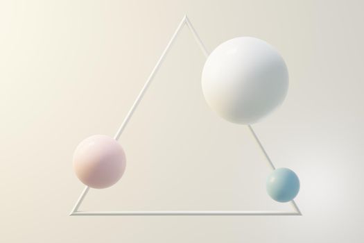 3d render of pastel ball, soaps bubbles, blobs that floating on the air isolated on pastel background. Abstract scene.