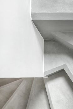 Modern concrete stairs. Top view of modern architecture detail.
