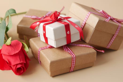 close up of gift box on table .