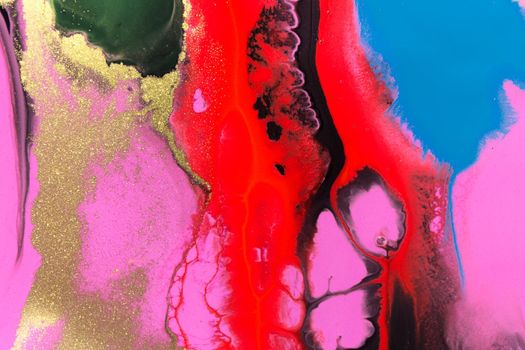 Abstract fluorescent ink mix with gold dust