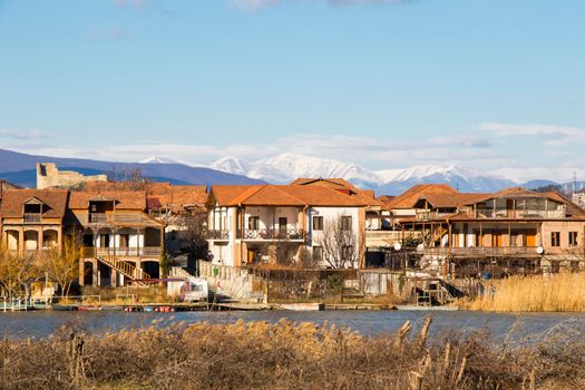 Mtskheta, Georgia - January 14, 2022: Old famous town in Georgia, Mtskheta. Old houses travel destination.