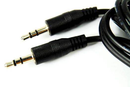 Black Mini jack connectors on white background