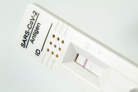 Rapid Antigen Diagnostic Test cassette of Coronavirus SARS-CoV-2 Covid-19 on white background