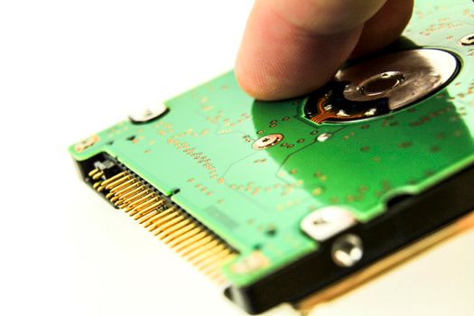 Old and vintage IDE/ATA hard disk on white background