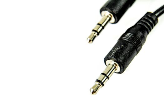 Black Mini jack connectors on white background