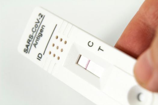 Rapid Antigen Diagnostic Test cassette of Coronavirus SARS-CoV-2 Covid-19 on white background