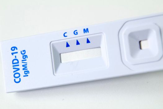 Rapid Antigen Diagnostic Test cassette of Coronavirus SARS-CoV-2 Covid-19 on white background