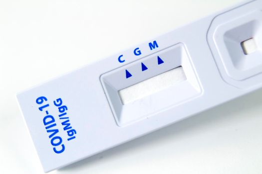 Rapid Antigen Diagnostic Test cassette of Coronavirus SARS-CoV-2 Covid-19 on white background