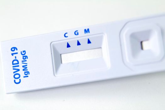 Rapid Antigen Diagnostic Test cassette of Coronavirus SARS-CoV-2 Covid-19 on white background