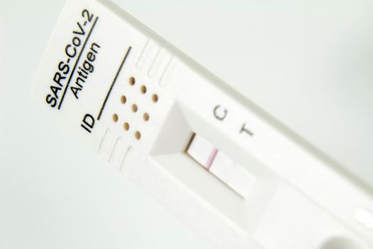 Rapid Antigen Diagnostic Test cassette of Coronavirus SARS-CoV-2 Covid-19 on white background