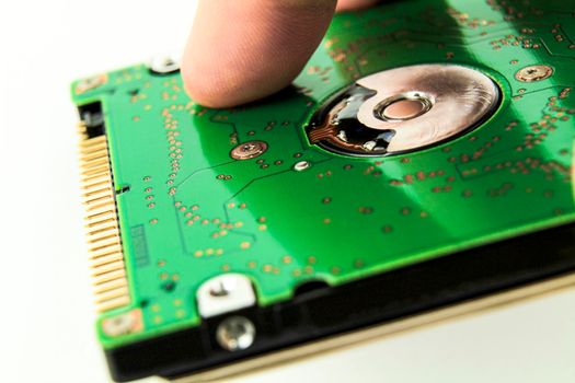 Old and vintage IDE/ATA hard disk on white background