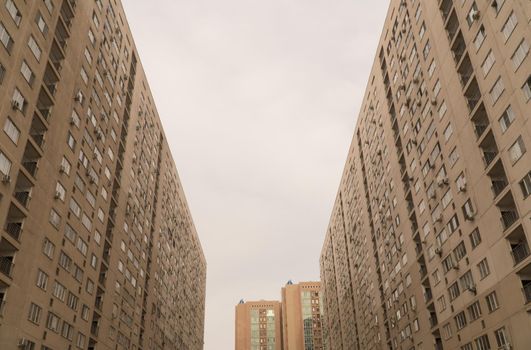 Facade of a modern multi storey residential complex. Urban architecture