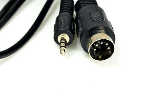 Five-pin male 180° DIN connector and 3.5mm phono jack