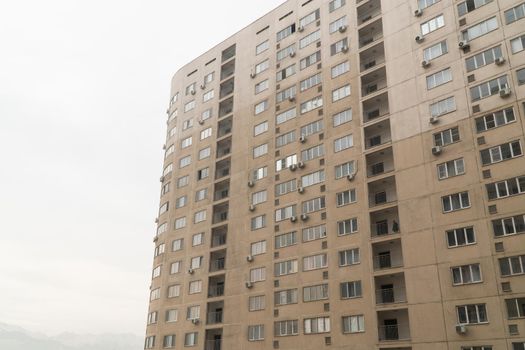 Facade of a modern multi storey residential complex. Urban architecture