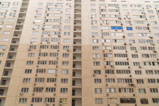 Facade of a modern multi storey residential complex. Urban architecture