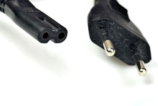 The Europlug AC power plug, male and female