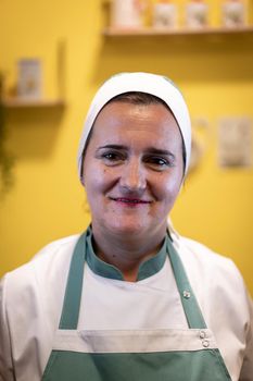 Close up portrait of woman working in nursing home , high quality photo