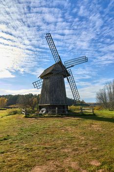 Awesome windmill standing in the field. High quality photo