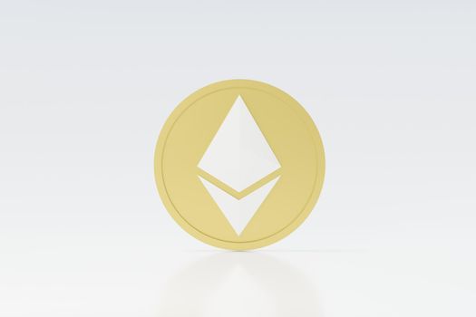 3d render stack of cryptocurrencies Ethereum or ETH. Cryptocurrency digital currency concept. New virtual money exchange in blockchain.