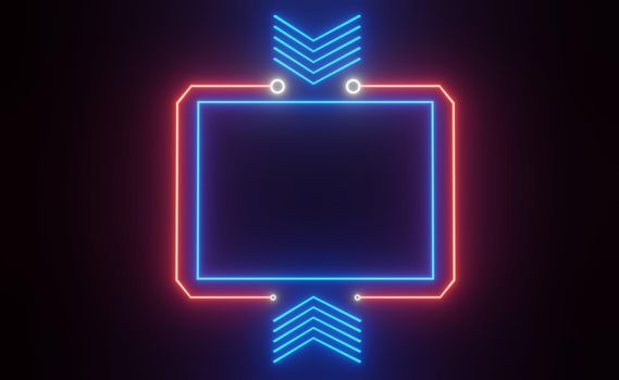 3d render of RGB neon light on darkness background. Abstract Laser lines show at night. Ultraviolet spectrum beam scene for mock up and web banner.