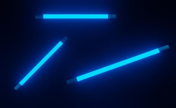 3d render of RGB neon light on darkness background. Abstract Laser lines show at night. Ultraviolet spectrum beam scene for mock up and web banner.