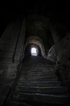 Sacra di San Michele in Turin view of the internal staircase. High quality photo