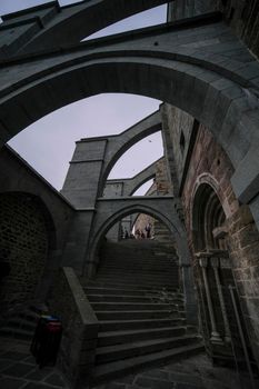 Sacra di San Michele in Turin view of the external arches. High quality photo