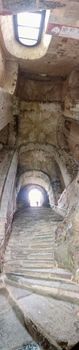 Sacra di San Michele in Turin view of the internal staircase. High quality photo