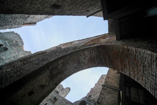 Sacra di San Michele in Turin, seen from the arches. High quality photo