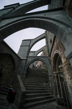 Sacra di San Michele in Turin view of the external arches. High quality photo