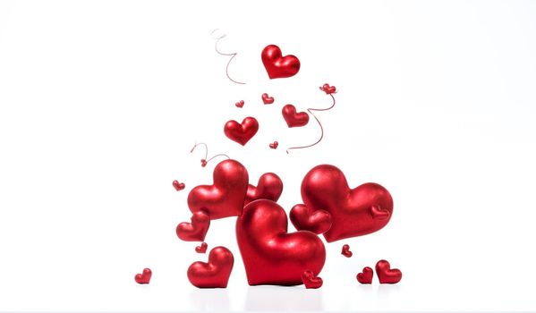 Beautiful hearts on white background for happy valentines day, 3D Rendering.