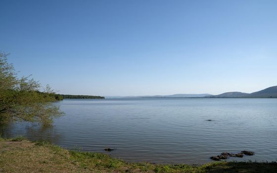 Panoramic image of the landscape of Lake Mburo National Park, Uganda