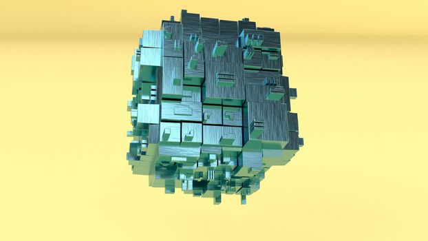 Intro 3d metal cube Futuristic background 3d render