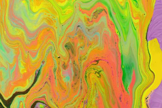 Abstract green and pink wave mix ink texture. Marble background