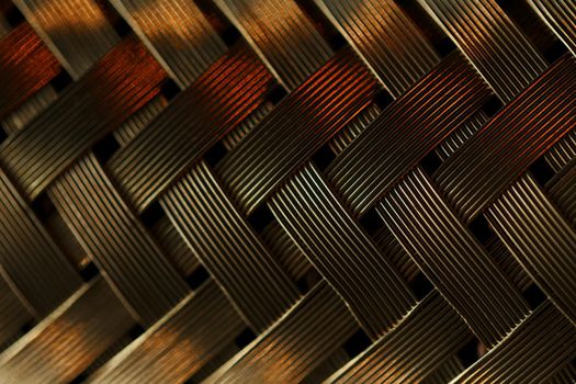 Macro view of golden fiber, metal texture