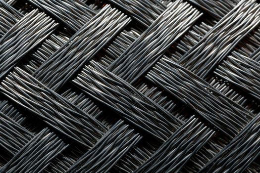 Macro view of silver fiber, metal texture