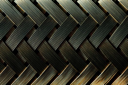 Macro view of golden fiber, metal texture