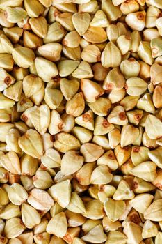 raw green buckwheat background, vegan food. Texture