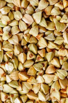 raw green buckwheat background, vegan food. Texture