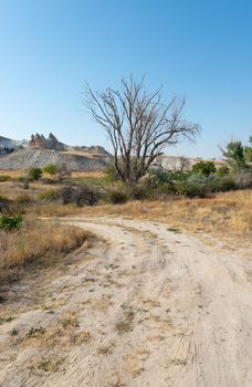 Road in Cappadocia near Love Valley in Turkey