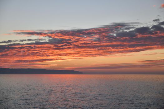 Golden sunset on the Atlantic ocean