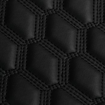 Texture of black leather background with square pattern and stitch, macro