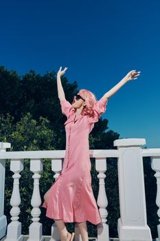 glamorous woman outdoors fashion luxury posing Relaxation concept. High quality photo