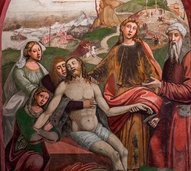 MONTE OLIVETO, ITALY, JUNE 15, 2016 : interiors and frescoes of Monte Oliveto Maggiore abbey, june 15, 2016, near Siena, Tuscany, Italy