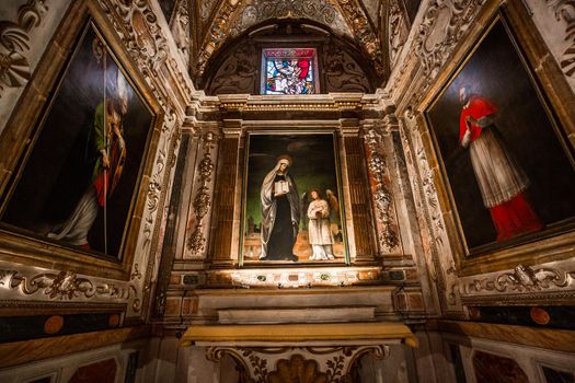 MONTE OLIVETO, ITALY, JUNE 15, 2016 : interiors and frescoes of Monte Oliveto Maggiore abbey, june 15, 2016, near Siena, Tuscany, Italy