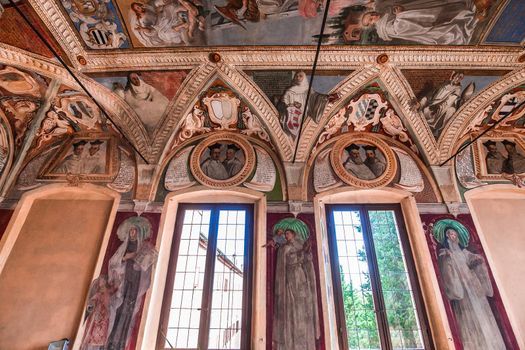 MONTE OLIVETO, ITALY, JUNE 15, 2016 : interiors and frescoes of Monte Oliveto Maggiore abbey, june 15, 2016, near Siena, Tuscany, Italy